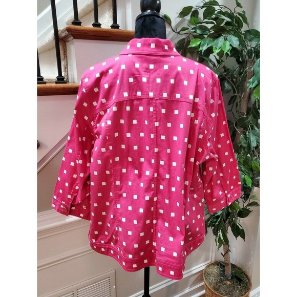 CJ Bank Women Solid Pink Cotton Long Sleeve Buttons Front Casual Jacket Size 2X - Picture 7 of 11